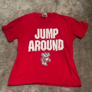 Red women’s baby T-Shirt with Jump Around Print